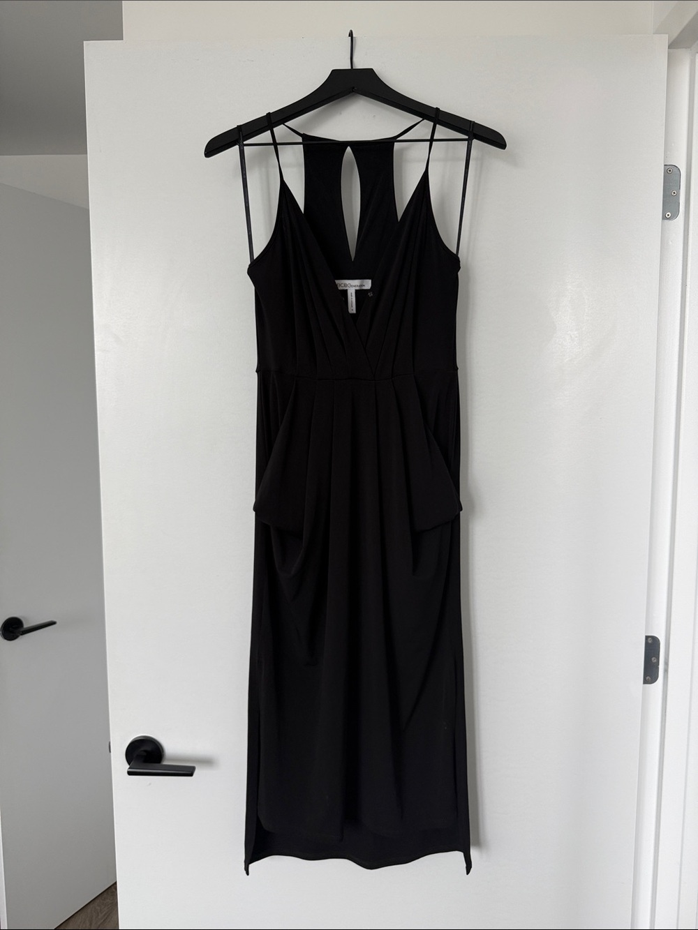 BCBGeneration Black Midi Dress with Keyhole Back